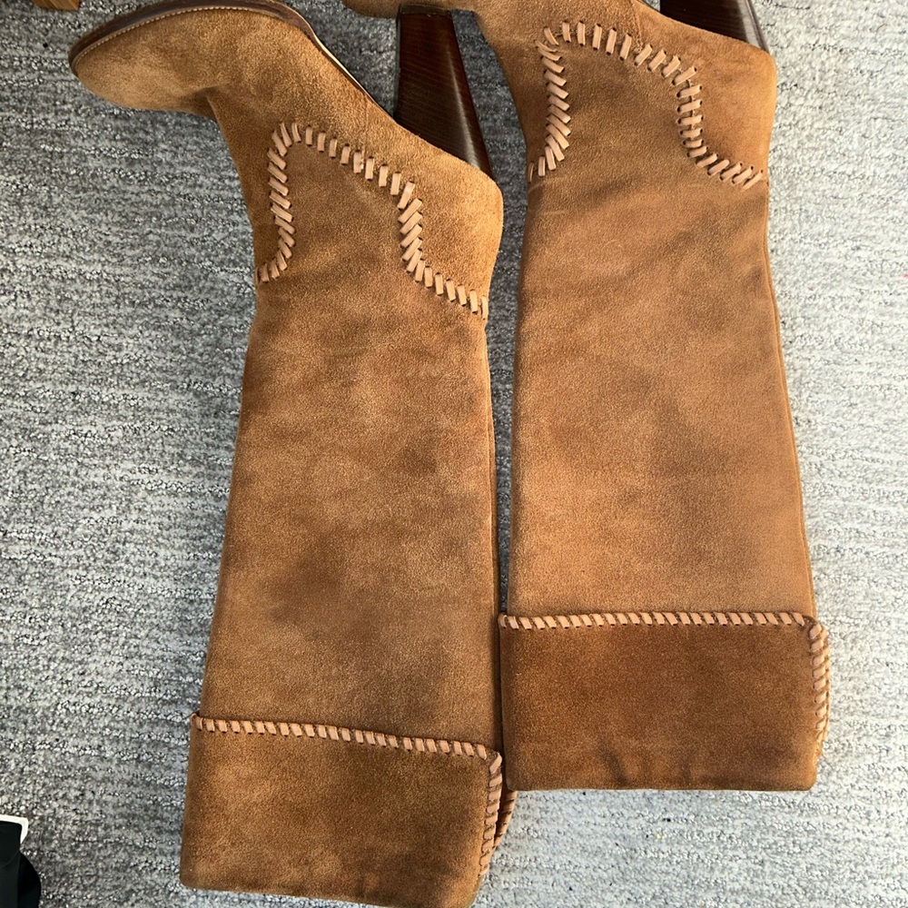 Brown Suede Knee-High Boots - Picture 4 of 6